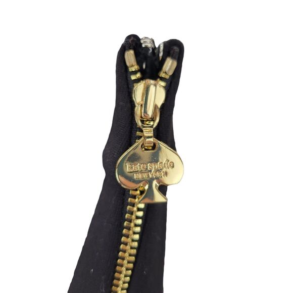 Kate Spade Women's Stretch Cropped Black Dress Pants Size 4 Gold Logo Zipper - Picture 4 of 10